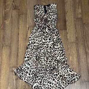AX Paris Size 12 Leopard Print High Low Sleeveless Belted Dress